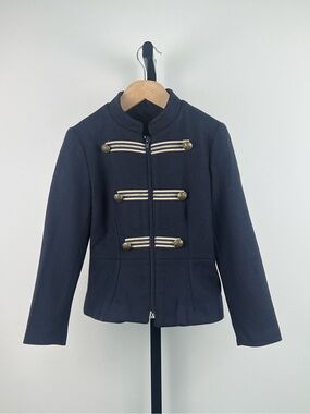 Lapin House Girls Double Breasted Military Style Wool Jacket/Coat, Navy, 8A